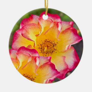 Adorno De Cerámica Rosa Amarilla Rosa