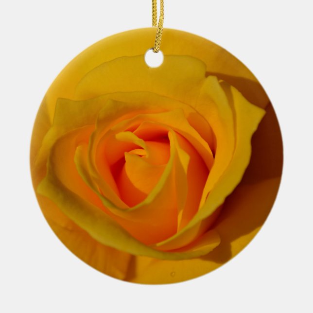 Adorno De Cerámica Rosa amarilla, rosa naranja, rosa romántico (Frente)