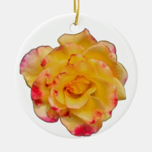 Adorno De Cerámica Rosa amarilla y rosa