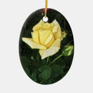 Adorno De Cerámica Rosa amarillo elegante 1