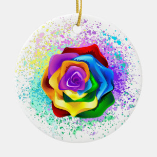 Adorno De Cerámica Rosa arcoiris colorido