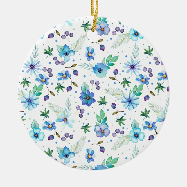 Adorno De Cerámica Rosa azul (Frente)