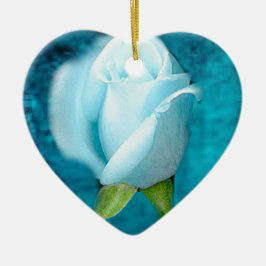 Adorno De Cerámica Rosa azul Aquamarine Heart Ornament