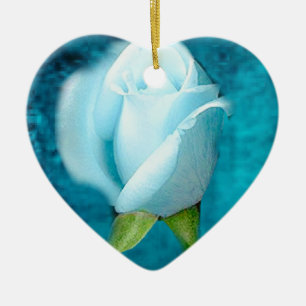 Adorno De Cerámica Rosa azul Aquamarine Heart Ornament