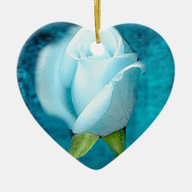 Adorno De Cerámica Rosa azul Aquamarine Heart Ornament (Frente)