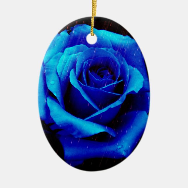 Adorno De Cerámica Rosa azul dramático (Frente)