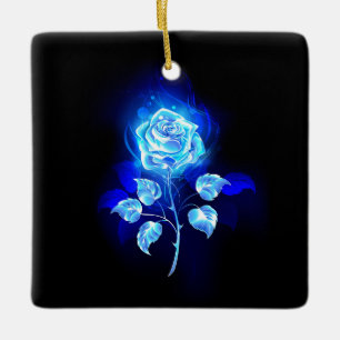 Adorno De Cerámica Rosa azul en llamas