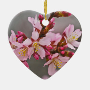 Adorno De Cerámica Rosa Contra Un Cielo Gris Flor De Cerezo Japonesa