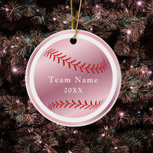 Adorno De Cerámica Rosa de Béisbol de Béisbol de Softbol Nombre y Año