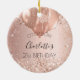Adorno De Cerámica Rosa de cumpleaños oro rubor purpurina nombre glob (Atrás)