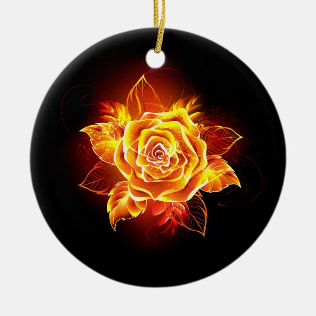 Adorno De Cerámica Rosa de incendios en auge (Frente)