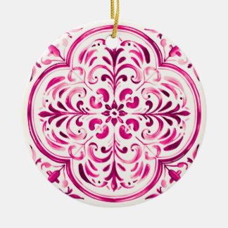 Adorno De Cerámica Rosa de Mayólica