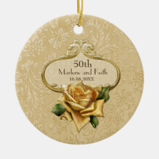 Adorno De Cerámica Rosa de oro Damask 50 Boda A