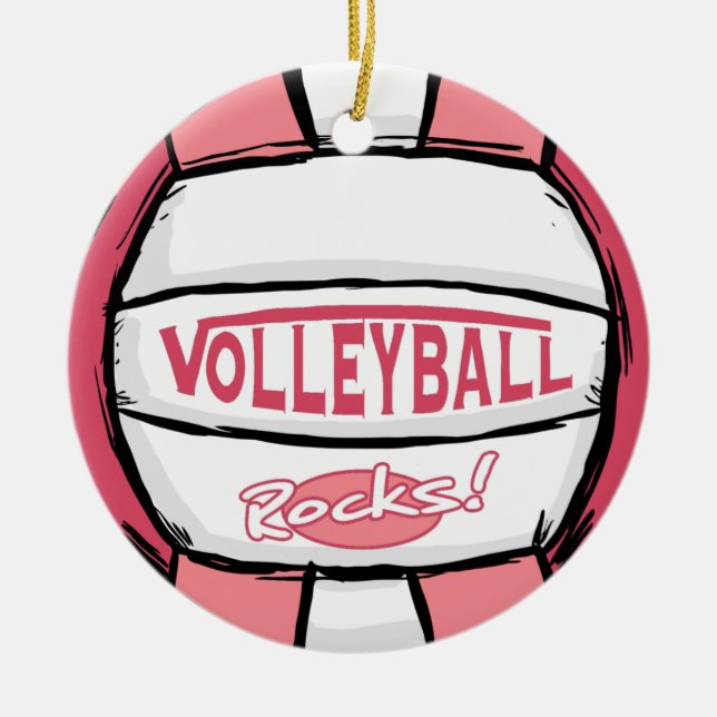 Adorno De Cerámica Rosa de rocas del voleibol (Frente)