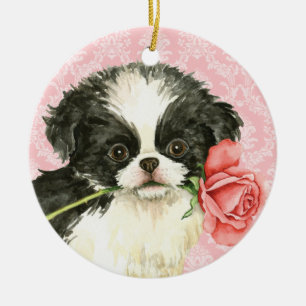 Adorno De Cerámica Rosa de San Valentín