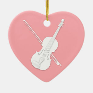Adorno De Cerámica Rosa de violín blanco y sangre Personalizado rosa