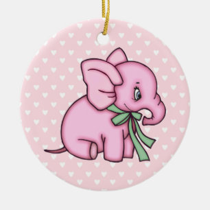 Adorno De Cerámica Rosa del juguete del elefante