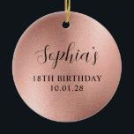 Adorno De Cerámica Rosa Gold Glam Relieve metalizado 18th Birthday Ph<br><div class="desc">Crea tu propio ornamento de conservas de 18 años con una foto de atrás. Las obras de arte digitales presentan obras de arte digital rosa de oro de estilo falso. Los elementos artísticos se imprimen como una foto. Si borras la foto de atrás.</div>
