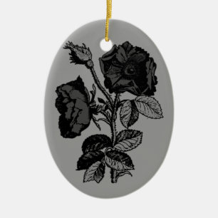 Adorno De Cerámica Rosa Gótico de la Antigüedad Negra