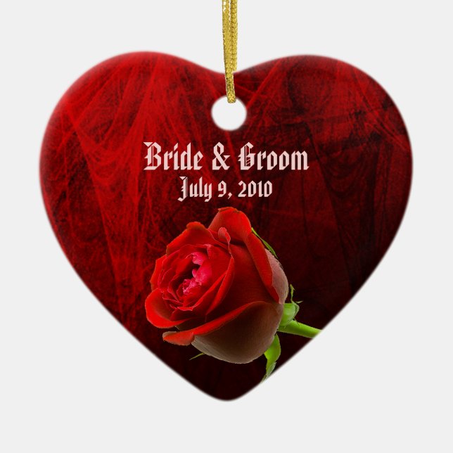 Adorno De Cerámica Rosa gótico Keepsake Boda Ornament (Frente)