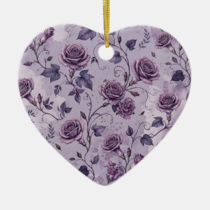 Adorno De Cerámica Rosa Lavanda Polvorienta Tonos Soñadores Florales 