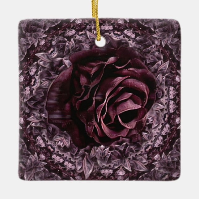 Adorno De Cerámica Rosa Mandala (Anverso)