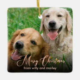 Adorno De Cerámica Rosa Mascota de Oro Foto guión Navidades de vacaci