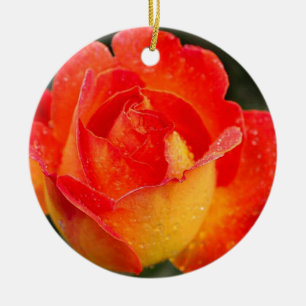 Adorno De Cerámica Rosa naranja Floral