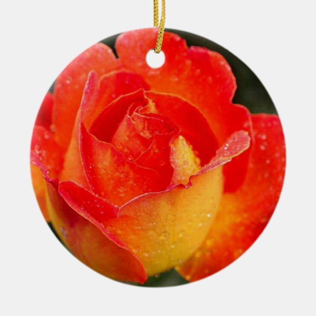 Adorno De Cerámica Rosa naranja Floral (Frente)