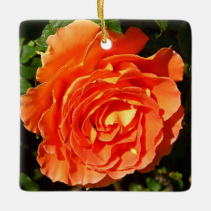 Adorno De Cerámica Rosa naranja I Bonito Floral