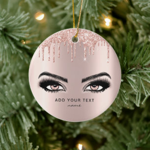 Adorno De Cerámica Rosa Navidades de Personalizados  de Purpurina ros