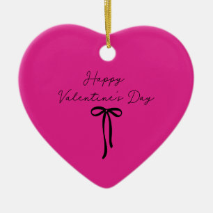 Adorno De Cerámica rosa neón el día de San Valentín de arco negro