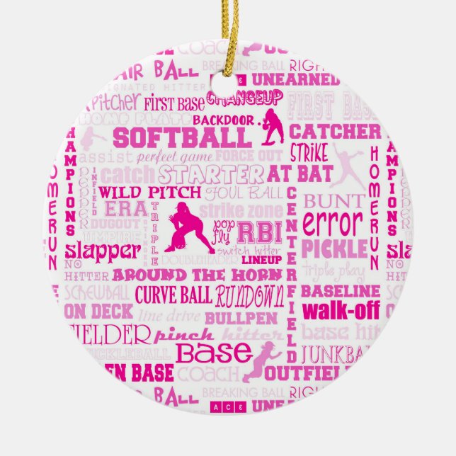 Adorno De Cerámica Rosa personalizado 2 de los chicas del softball (Frente)