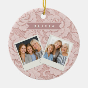 Adorno De Cerámica Rosa personalizado de encaje floral romántico