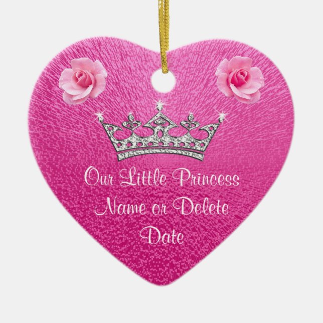 Adorno De Cerámica Rosa personalizado nuestro pequeño una princesa (Frente)