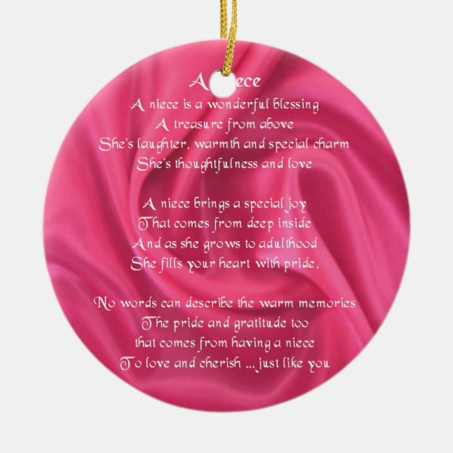 Adorno De Cerámica Rosa - poema de la sobrina (Frente)
