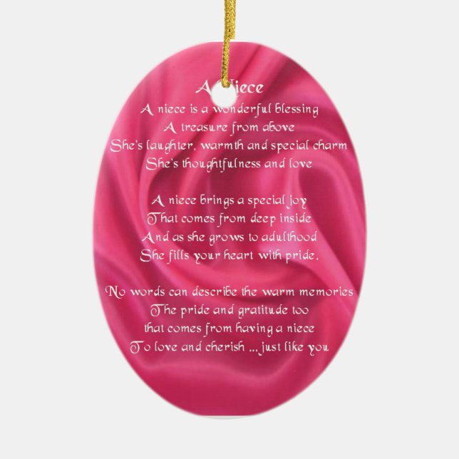 Adorno De Cerámica Rosa - poema de la sobrina (Frente)