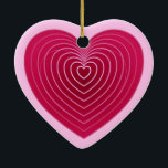 Adorno De Cerámica Rosa profundo de corazón rojo sobre un fondo rosa<br><div class="desc">Corazón en tonos rojos rosas profundos,  con un gradiente de aspecto satinado,  sobre un fondo rosa pálido</div>
