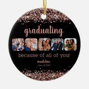 Adorno De Cerámica Rosa Purpurina de oro por ti 5 Photo Grad