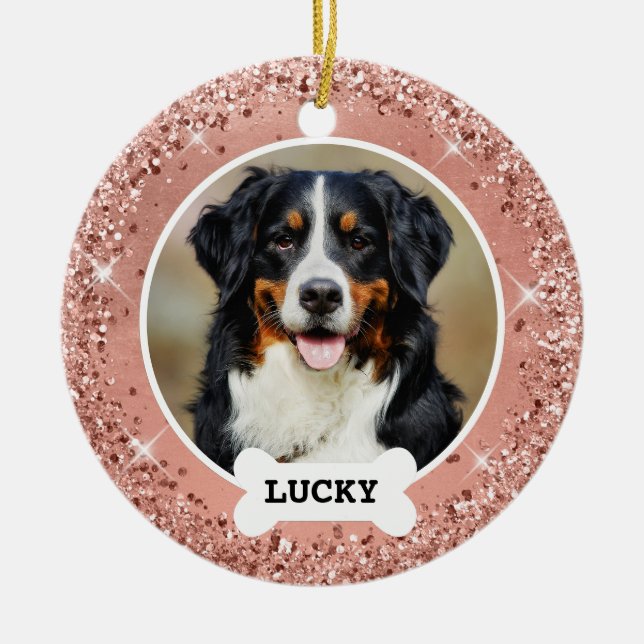 Adorno De Cerámica Rosa purpurina Oro Cepillado Rosa Metalizado Oro F (Frente)