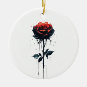 Adorno De Cerámica Rosa que gotea sangre: Arte floral gótico