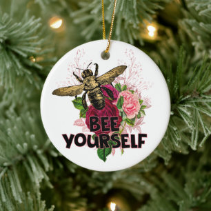 Adorno De Cerámica Rosa radiante y la abeja suavizada, súbete a ti mi