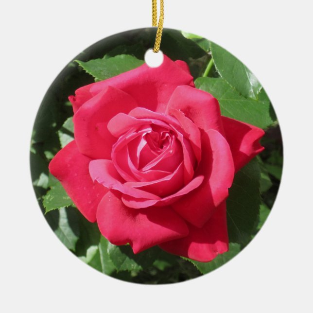 Adorno De Cerámica Rosa Roja (Frente)