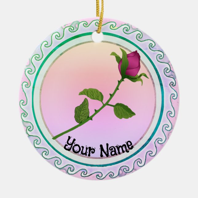 Adorno De Cerámica Rosa Roja (Frente)