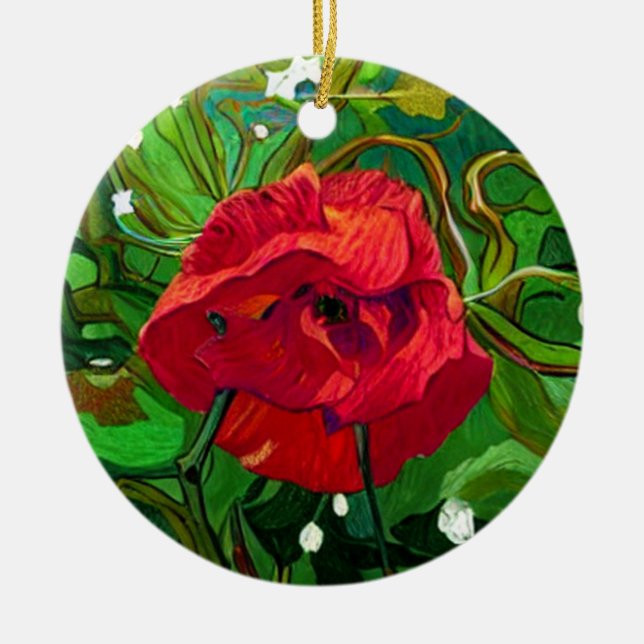 ADORNO DE CERÁMICA ROSA ROJA (Frente)