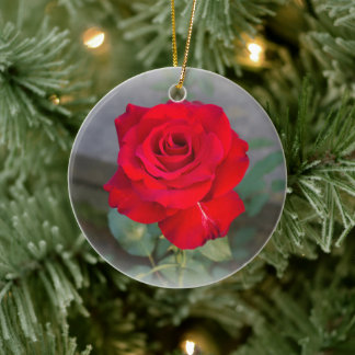 Adorno De Cerámica Rosa Roja