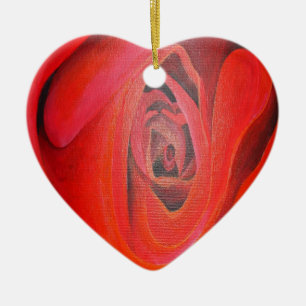 Adorno De Cerámica Rosa Roja Artística en Forma de Corazón