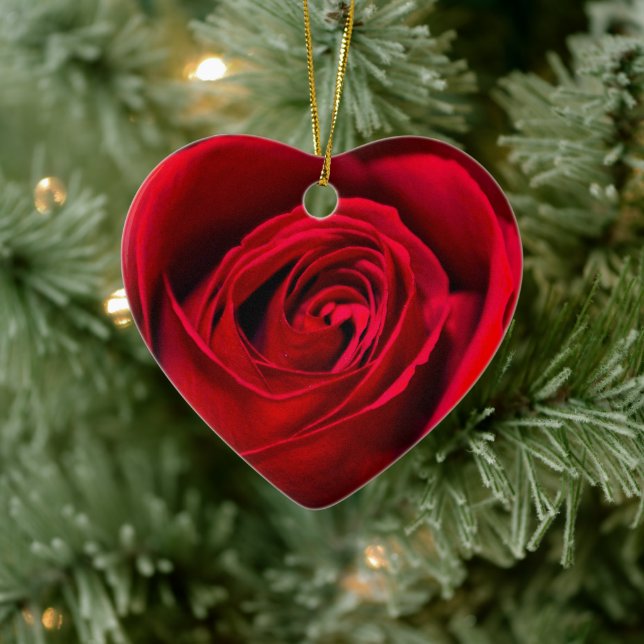 Adorno De Cerámica Rosa Roja romántica en plena floración (Árbol)