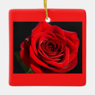 Adorno De Cerámica Rosa roja romántica festiva