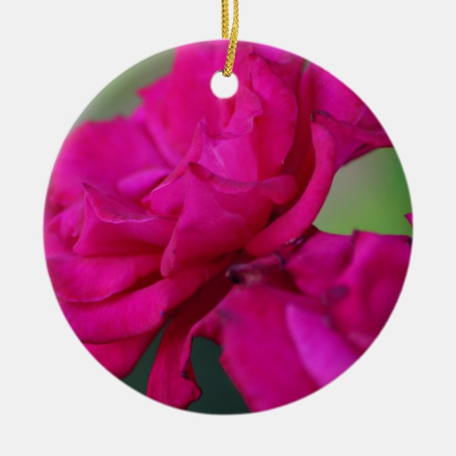 Adorno De Cerámica Rosa rosa en flor (Frente)